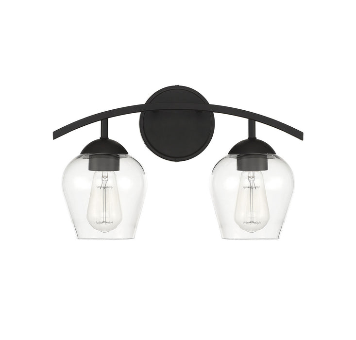 Meridian M80031MBK Two Light Bathroom Vanity Light, Matte Black