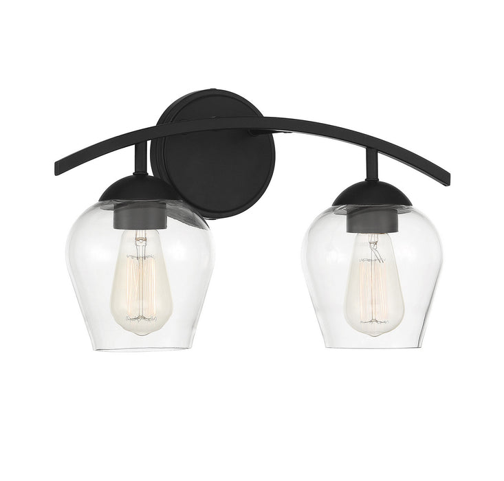 Meridian M80031MBK Two Light Bathroom Vanity Light, Matte Black
