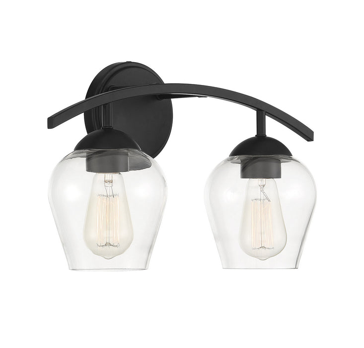 Meridian M80031MBK Two Light Bathroom Vanity Light, Matte Black