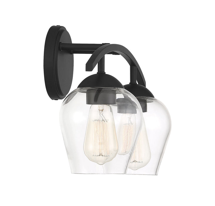 Meridian M80031MBK Two Light Bathroom Vanity Light, Matte Black