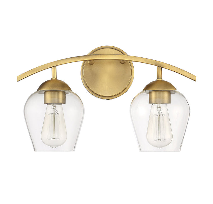 Meridian M80031NB Two Light Bathroom Vanity Light, Natural Brass