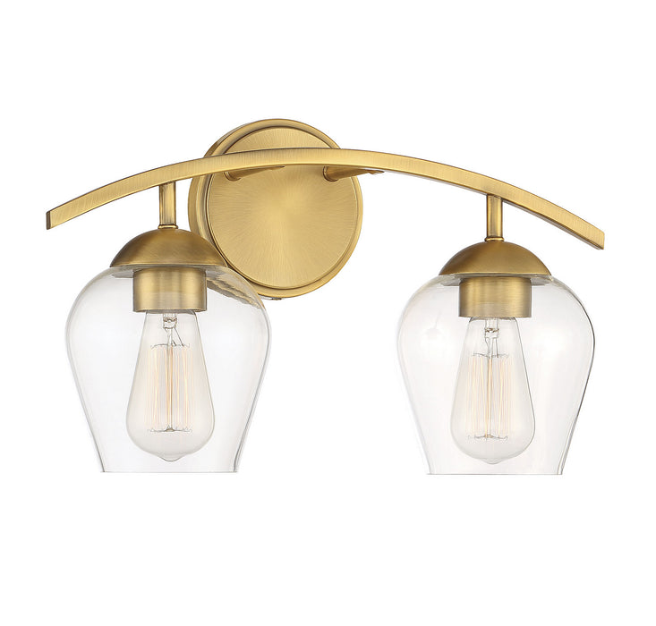 Meridian M80031NB Two Light Bathroom Vanity Light, Natural Brass