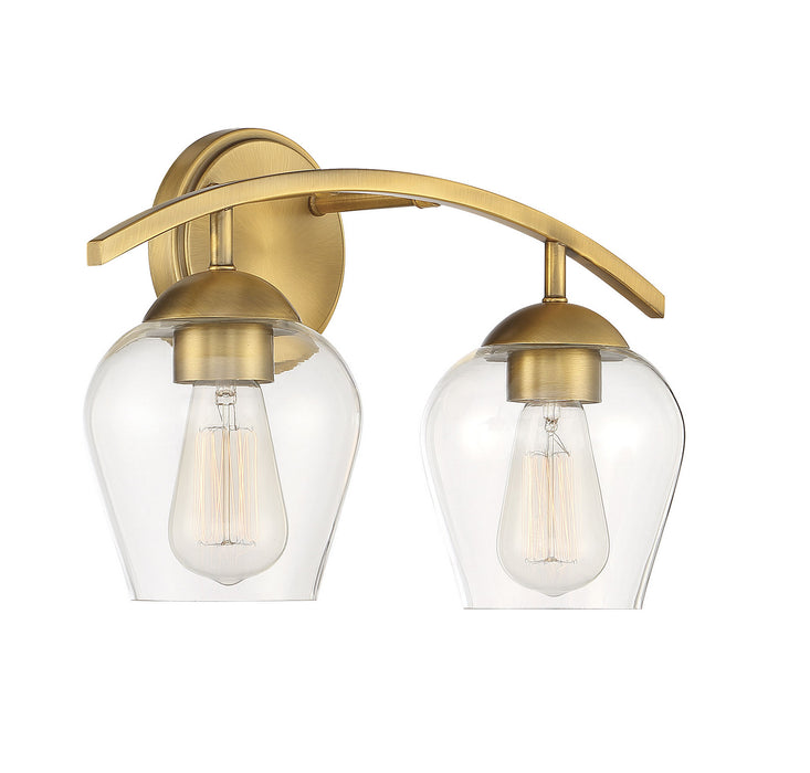 Meridian M80031NB Two Light Bathroom Vanity Light, Natural Brass