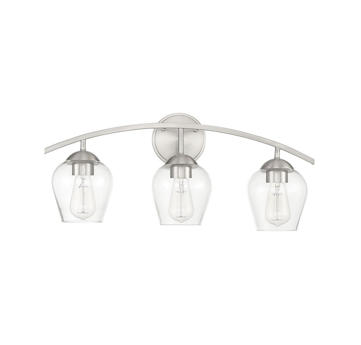 Meridian M80032BN Three Light Bathroom Vanity Light, Brushed Nickel