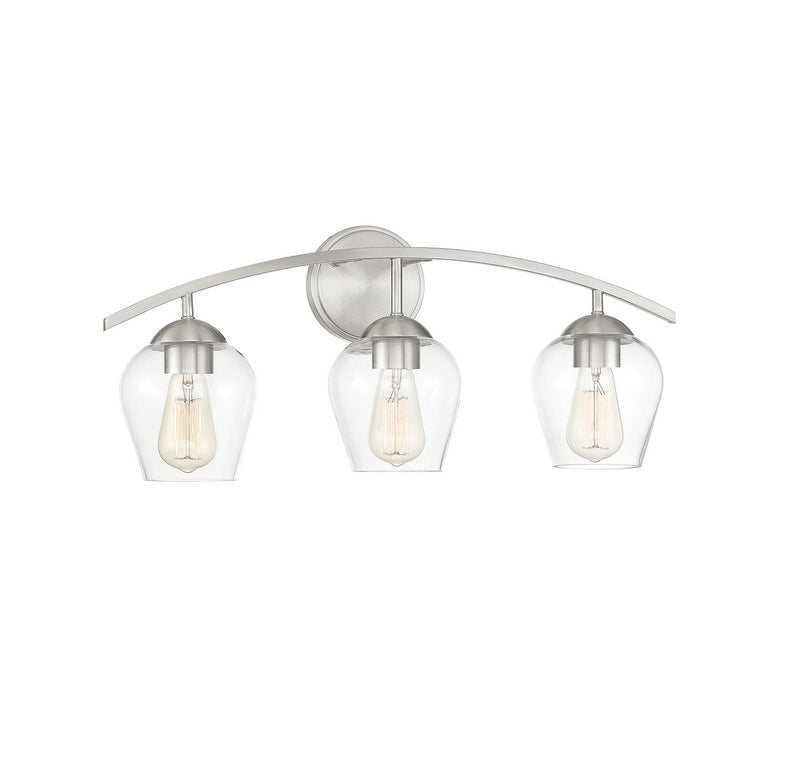 Meridian M80032BN Three Light Bathroom Vanity Light, Brushed Nickel