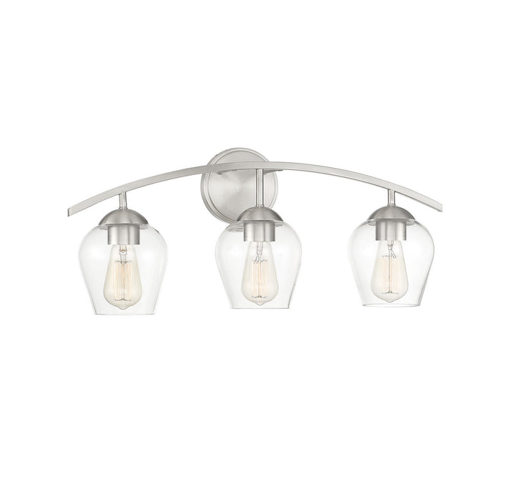 Meridian M80032BN Three Light Bathroom Vanity Light, Brushed Nickel
