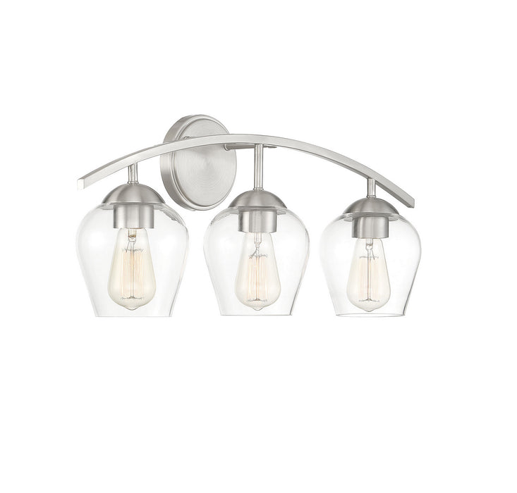 Meridian M80032BN Three Light Bathroom Vanity Light, Brushed Nickel