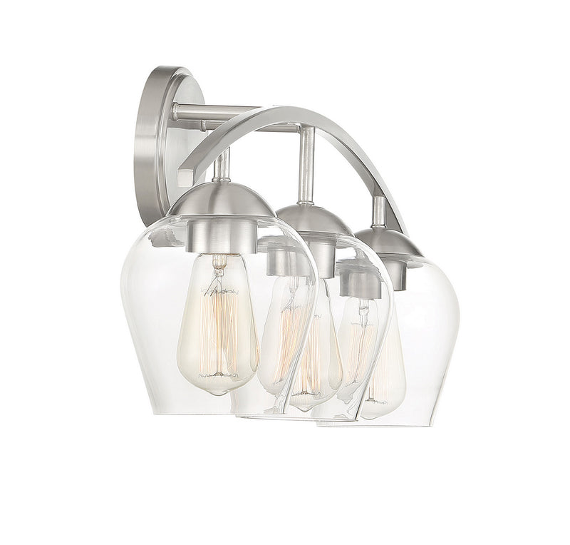 Meridian M80032BN Three Light Bathroom Vanity Light, Brushed Nickel