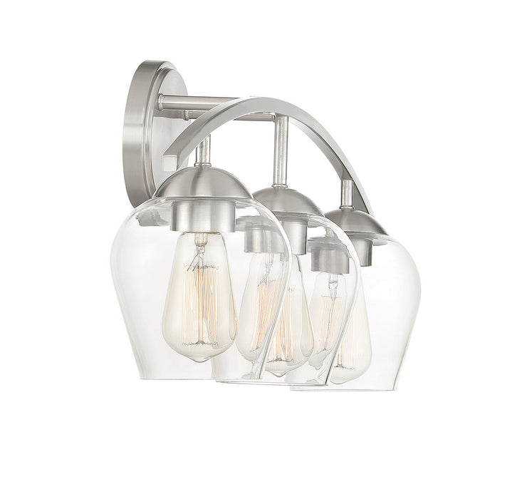 Meridian M80032BN Three Light Bathroom Vanity Light, Brushed Nickel
