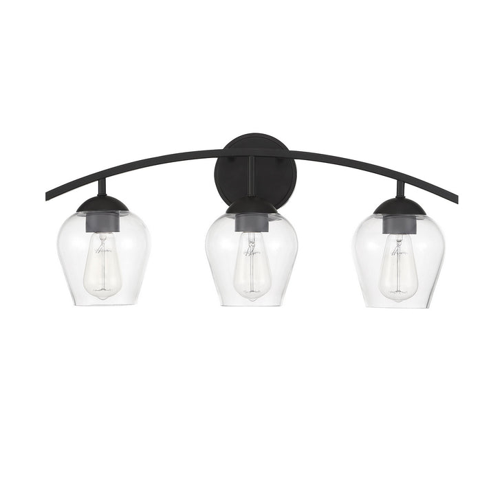 Meridian M80032MBK Three Light Bathroom Vanity Light, Matte Black