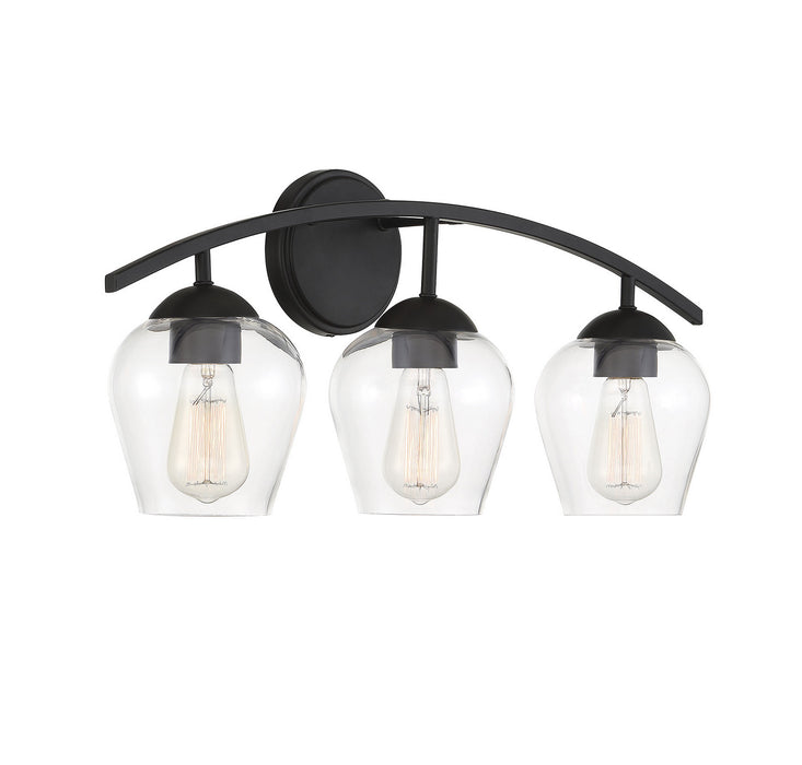 Meridian M80032MBK Three Light Bathroom Vanity Light, Matte Black