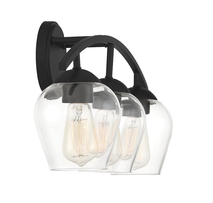 Meridian M80032MBK Three Light Bathroom Vanity Light, Matte Black
