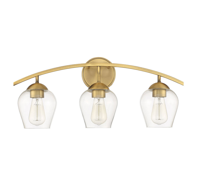 Meridian M80032NB Three Light Bathroom Vanity Light, Natural Brass