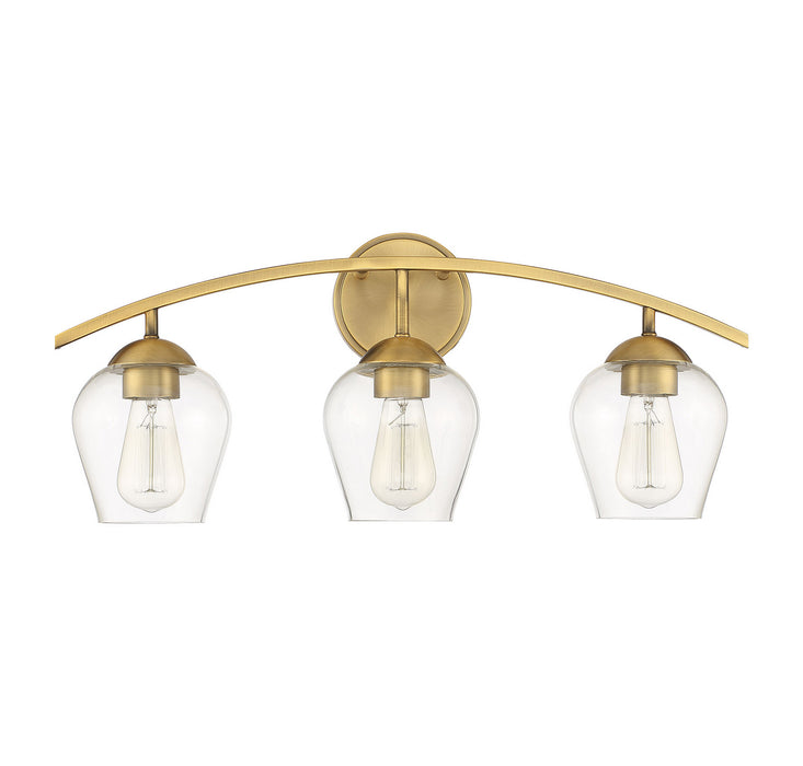 Meridian M80032NB Three Light Bathroom Vanity Light, Natural Brass