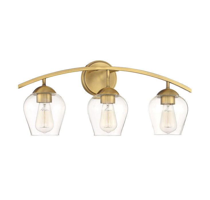 Meridian M80032NB Three Light Bathroom Vanity Light, Natural Brass