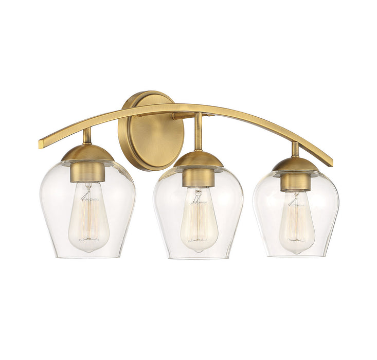 Meridian M80032NB Three Light Bathroom Vanity Light, Natural Brass