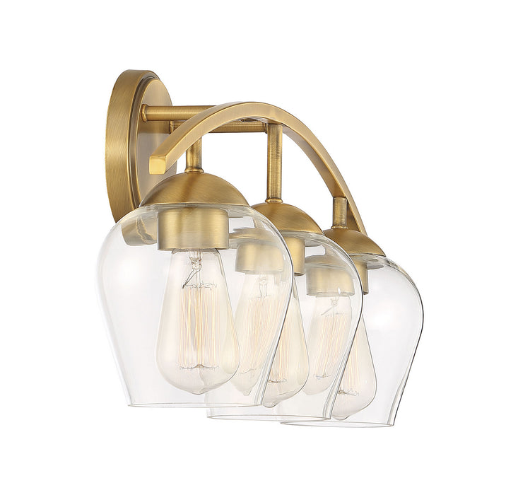 Meridian M80032NB Three Light Bathroom Vanity Light, Natural Brass