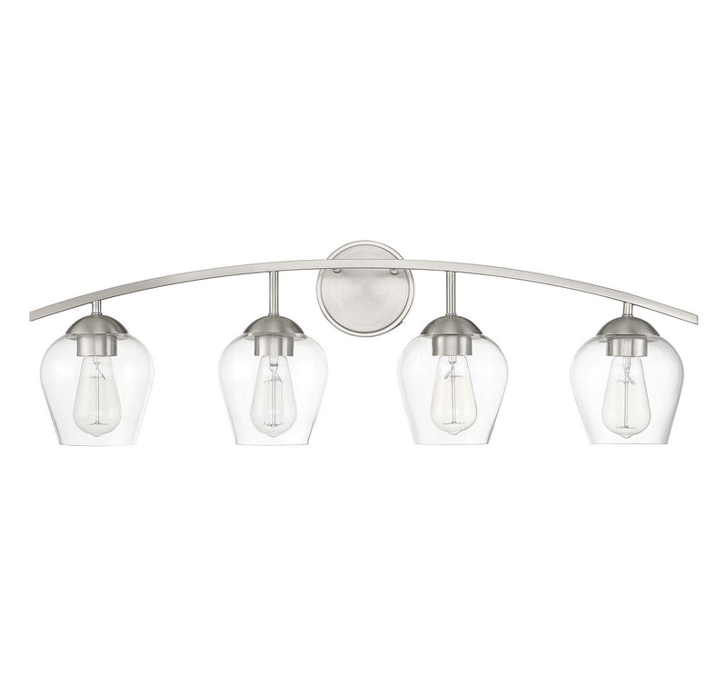 Meridian M80033BN Four Light Bathroom Vanity Light, Brushed Nickel