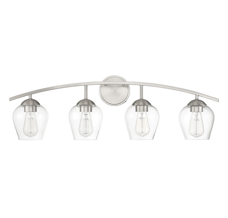 Meridian M80033BN Four Light Bathroom Vanity Light, Brushed Nickel
