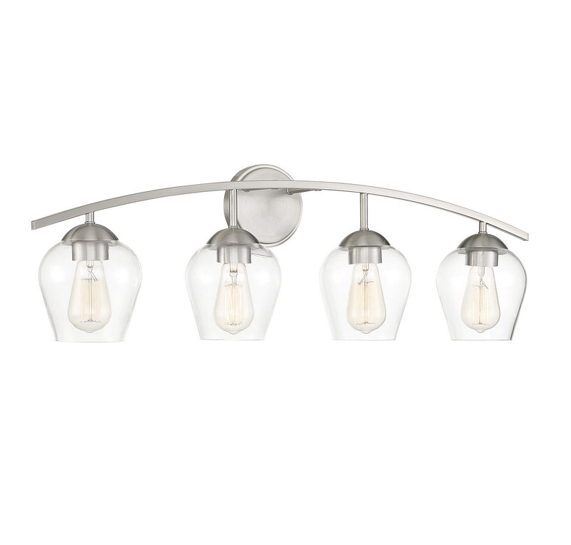 Meridian M80033BN Four Light Bathroom Vanity Light, Brushed Nickel