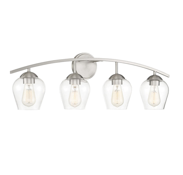 Meridian M80033BN Four Light Bathroom Vanity Light, Brushed Nickel