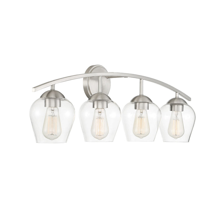 Meridian M80033BN Four Light Bathroom Vanity Light, Brushed Nickel