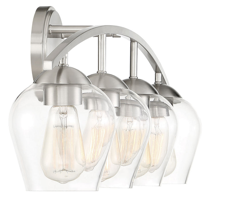 Meridian M80033BN Four Light Bathroom Vanity Light, Brushed Nickel