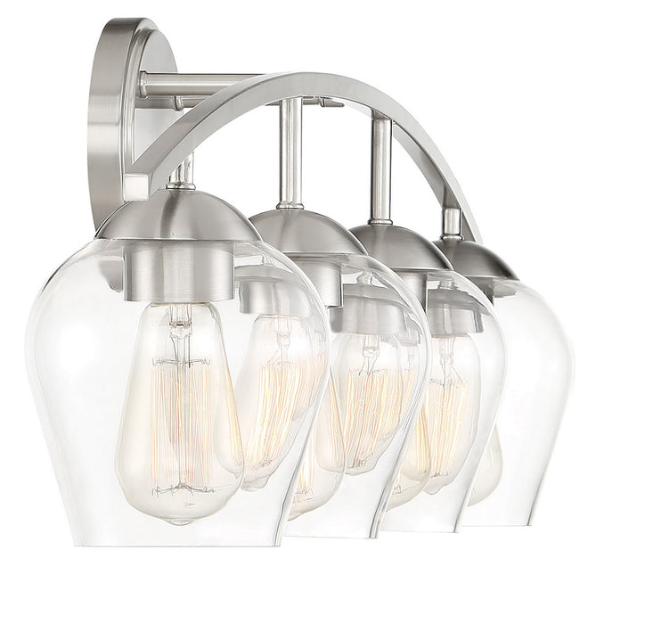 Meridian M80033BN Four Light Bathroom Vanity Light, Brushed Nickel