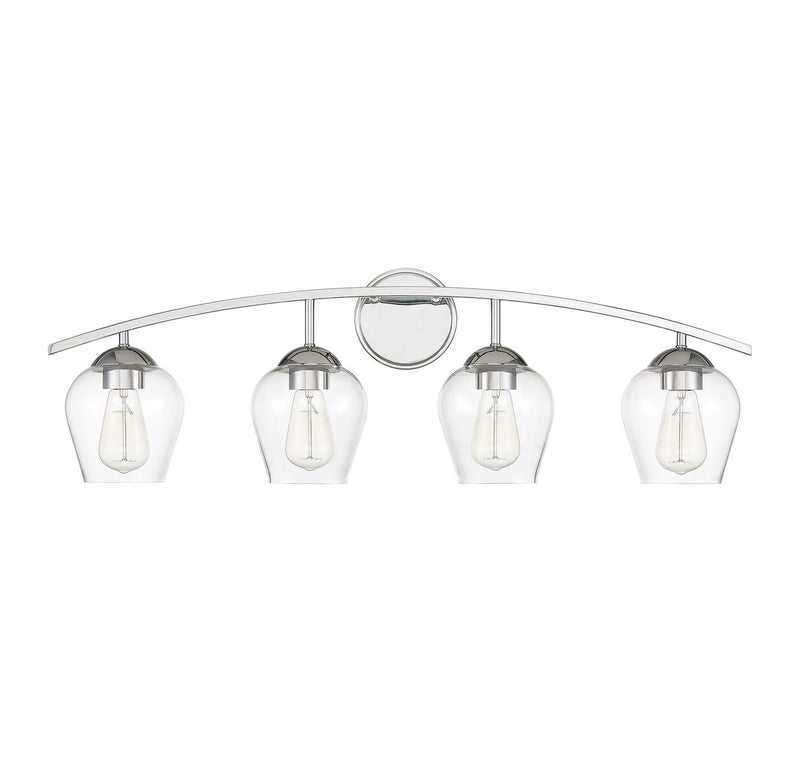 Meridian M80033CH Four Light Bathroom Vanity Light, Chrome