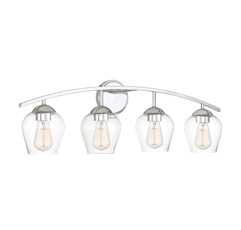 Meridian M80033CH Four Light Bathroom Vanity Light, Chrome