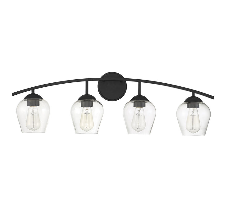 Meridian M80033MBK Four Light Bathroom Vanity Light, Matte Black