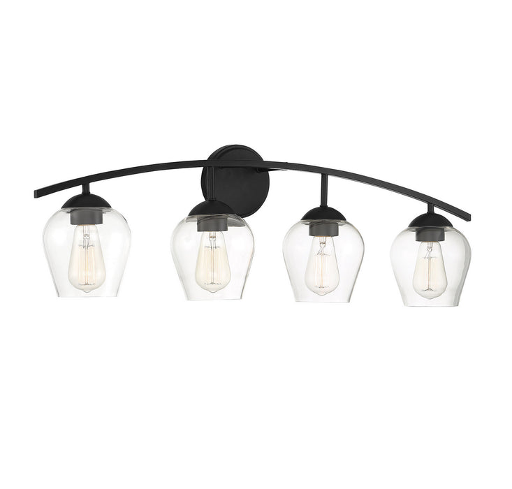 Meridian M80033MBK Four Light Bathroom Vanity Light, Matte Black