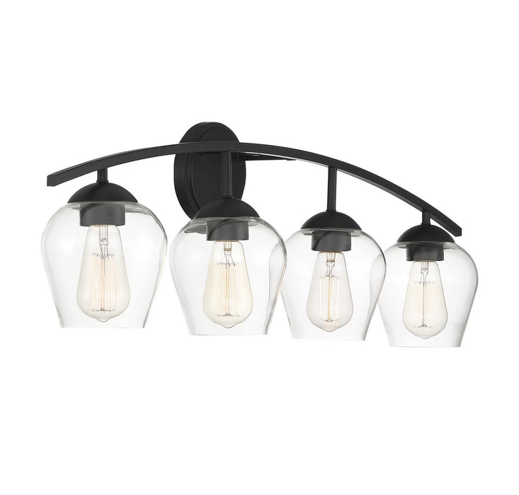 Meridian M80033MBK Four Light Bathroom Vanity Light, Matte Black