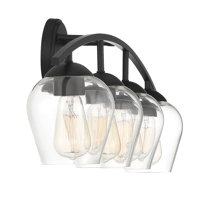 Meridian M80033MBK Four Light Bathroom Vanity Light, Matte Black