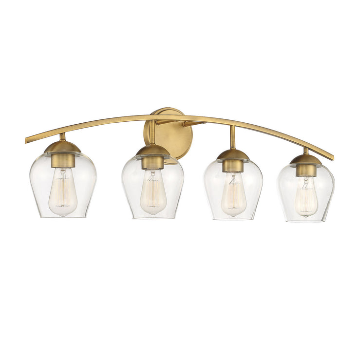 Meridian M80033NB Four Light Bathroom Vanity Light, Natural Brass
