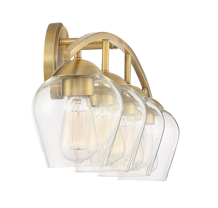 Meridian M80033NB Four Light Bathroom Vanity Light, Natural Brass