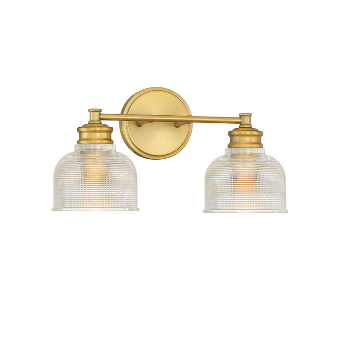 Meridian M80034NB Two Light Bathroom Vanity Light, Natural Brass