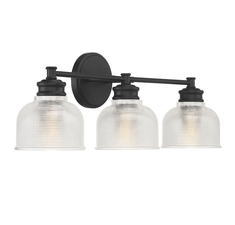 Meridian M80035MBK Three Light Bathroom Vanity Light, Matte Black