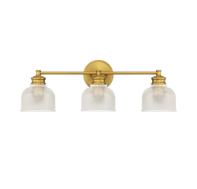 Meridian M80035NB Three Light Bathroom Vanity Light, Natural Brass