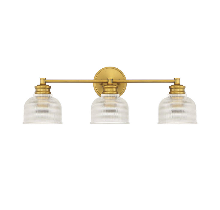 Meridian M80035NB Three Light Bathroom Vanity Light, Natural Brass