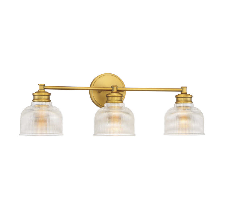 Meridian M80035NB Three Light Bathroom Vanity Light, Natural Brass