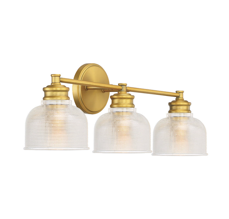 Meridian M80035NB Three Light Bathroom Vanity Light, Natural Brass