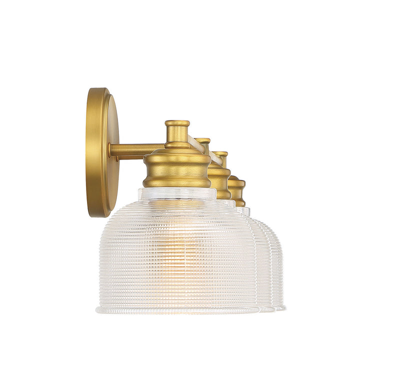 Meridian M80035NB Three Light Bathroom Vanity Light, Natural Brass