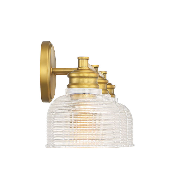 Meridian M80035NB Three Light Bathroom Vanity Light, Natural Brass