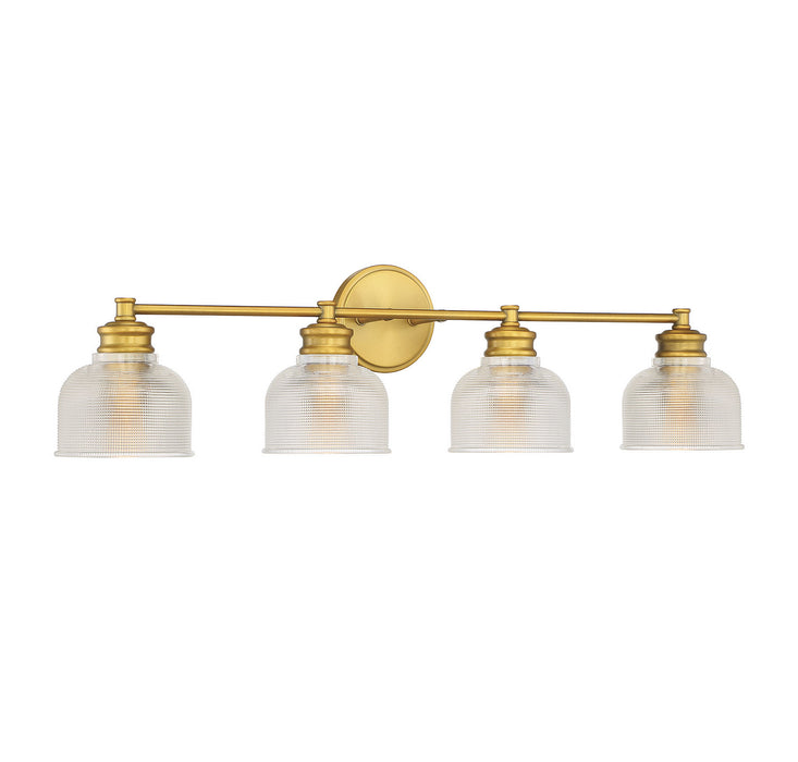 Meridian M80036NB Four Light Bathroom Vanity Light, Natural Brass