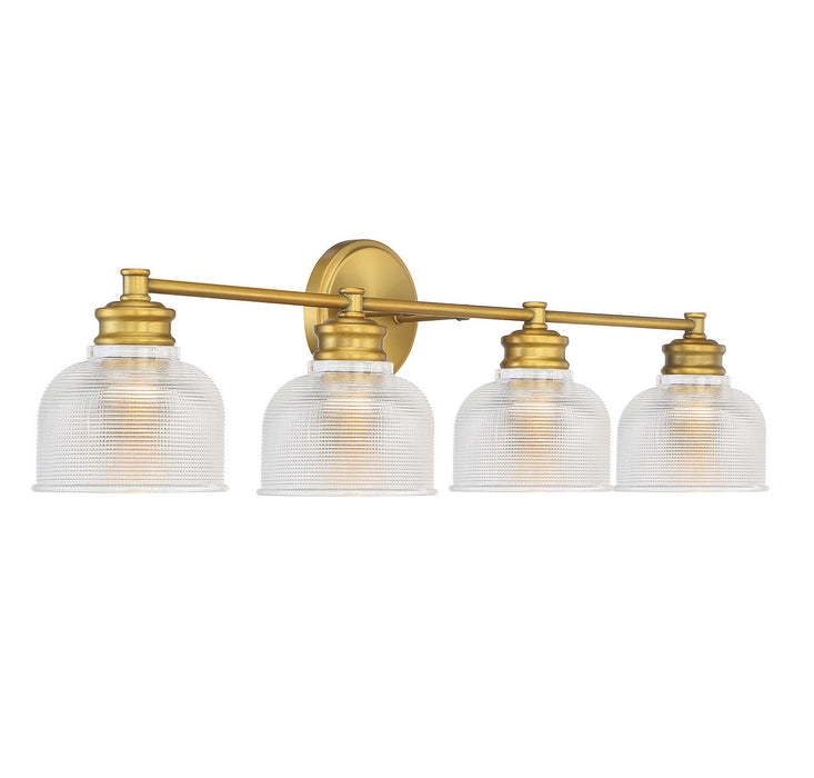 Meridian M80036NB Four Light Bathroom Vanity Light, Natural Brass