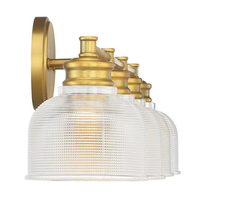 Meridian M80036NB Four Light Bathroom Vanity Light, Natural Brass