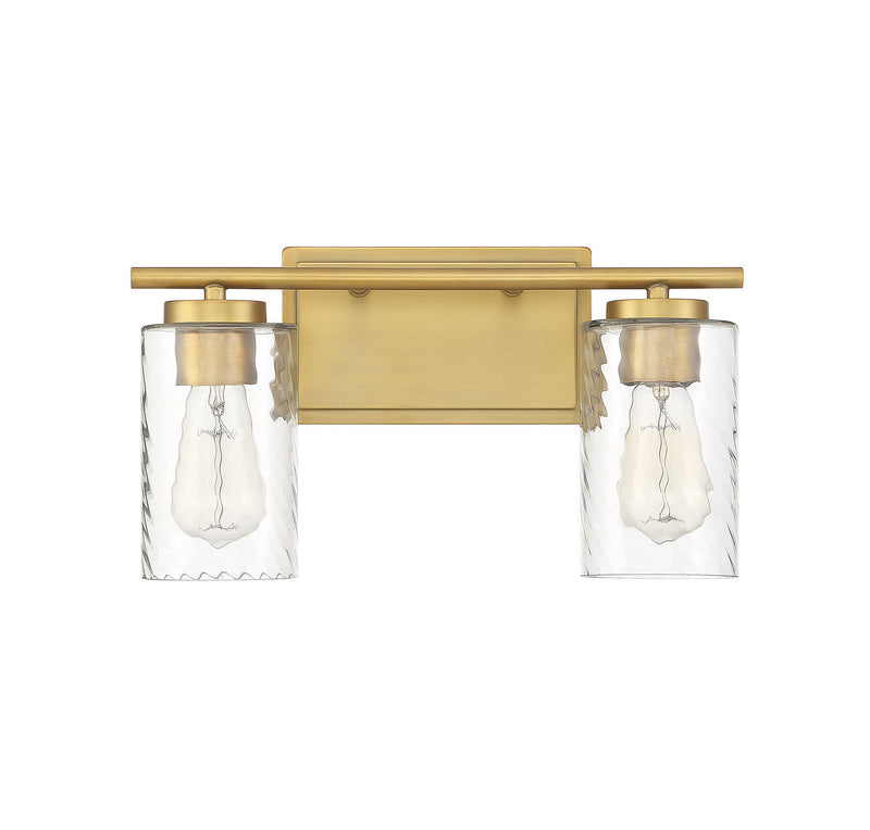 Meridian M80037NB Two Light Bathroom Vanity Light, Natural Brass
