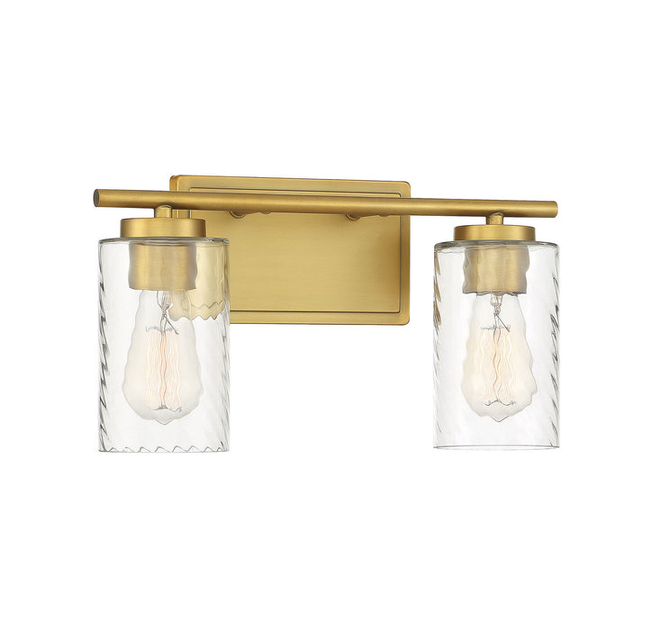 Meridian M80037NB Two Light Bathroom Vanity Light, Natural Brass
