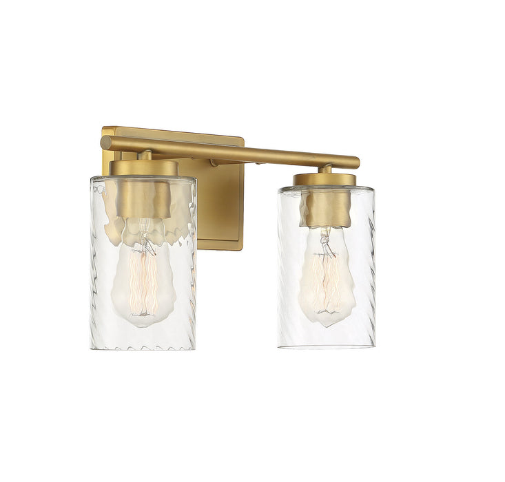 Meridian M80037NB Two Light Bathroom Vanity Light, Natural Brass